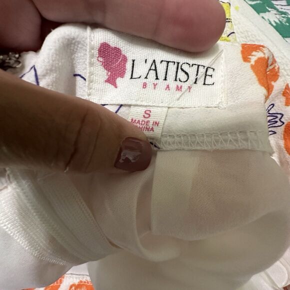 L'Atiste By Amy Midi Skirt S Floral Boho Colorful Summer Party Vacation Brunch - Picture 6 of 9